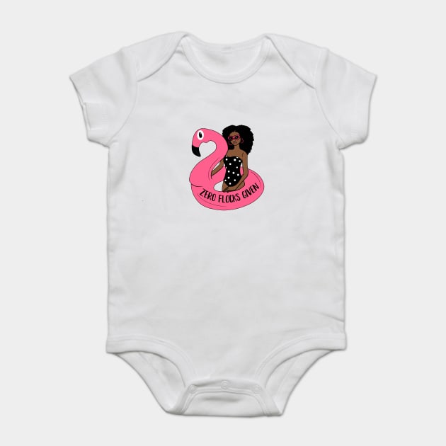 Zero Flocks Flamingo Given, Funny Love Flamingos Baby Bodysuit by logiamerch